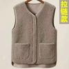 Middle-aged and Old Vest Female Grandma Cotton Vest Velvet Thickened Vest Winter Mother Warm Vest Jacket Outside