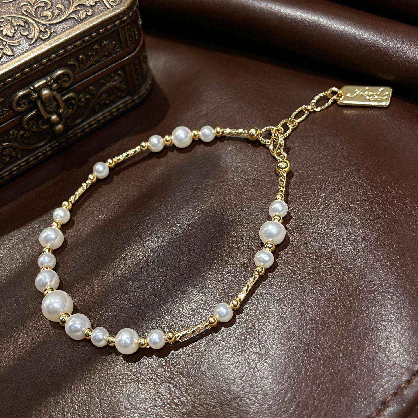 Natural Freshwater Pearl Gypsy Star Bracelet Female Simple Korean Version Gradual Change Design Adjustable High-end Light Luxury Jewelry 2026 Resizable