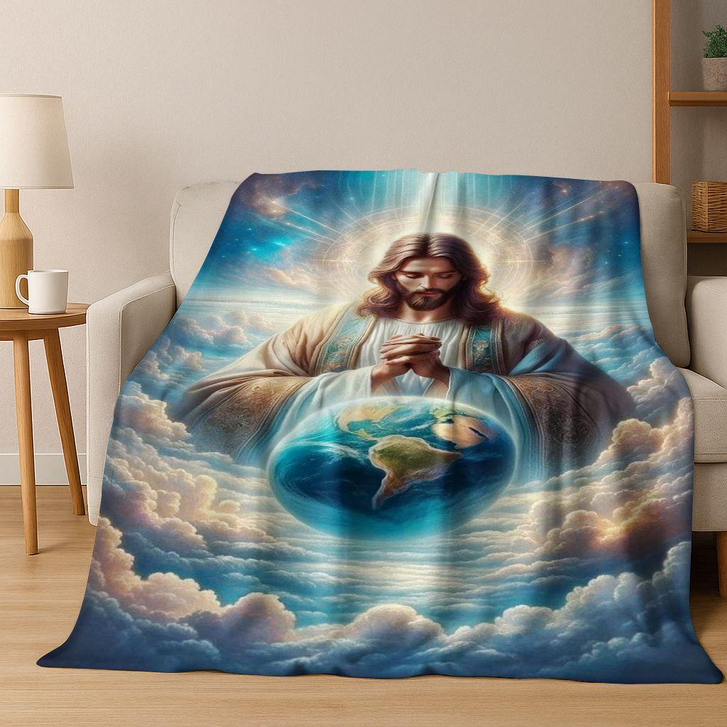 26 Style Faith Virgin Mary Jesus Blessed Flannel Blanket,Cozy Soft Throw Blanket for Home Bedroom Bed Sofa Picnic Cover Gift Kid