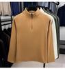 Men's Luxury 700g Velvet-Lined Stand Collar Half-Zip Heavyweight Hoodie - Warm, Lightweight, Autumn/Winter Solid Color.