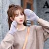 Plush Autumn and Winter Half-finger Flip-up Warm and Thickened Bag Cover for Fingerless Homework Students Writing Fashion Korean Style Gloves