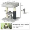 48cm Cat Tree with Scratching Posts, Bed, Perch, Self Groomer, Toy - Grey