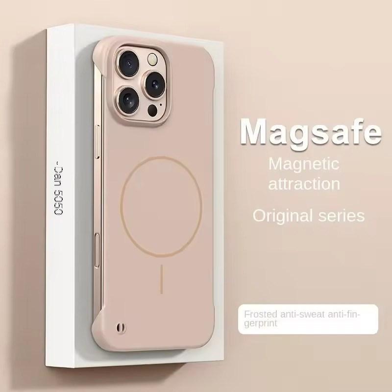 

Ультратонкий жесткий матовый безрамочный охлаждающий чехол из ПК для iPhone17 16E 16 15 14 13 12 Pro Max Plus с магнитной противоударной крышкой для Magsafe iPhone 16 Pro Max розовый