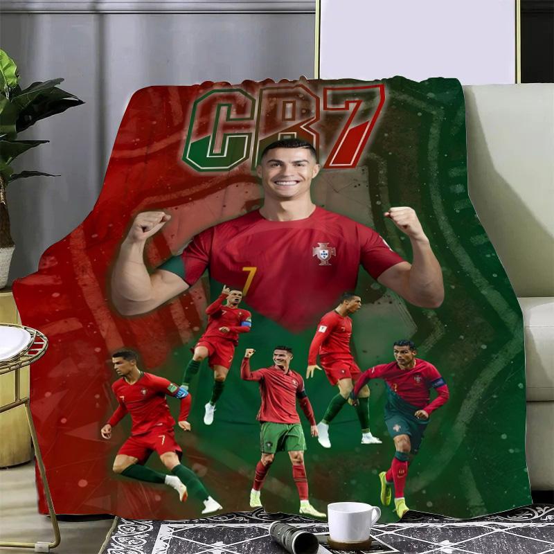 Football Star Printed Picnic Blankets R-ronaldo M-Messis Warm Blanket Soft and Comfortable Blanket Home Travel Birthday Gift
