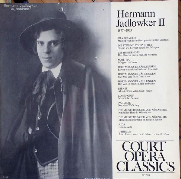 

LP Record HERMANN JADLOWKER Hermann Jadlowker II 18771953 CO388 Court Opera Cla Austria Classical Used