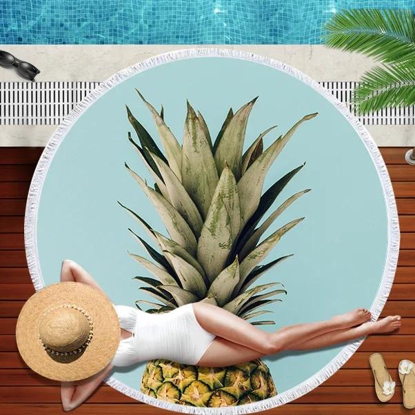 Carton Pineapple Round Beach Towel Tassel Bohemian Flamingo Large Blanket Picnic Yoga Mat travel Boho Tablecloth Beach towel