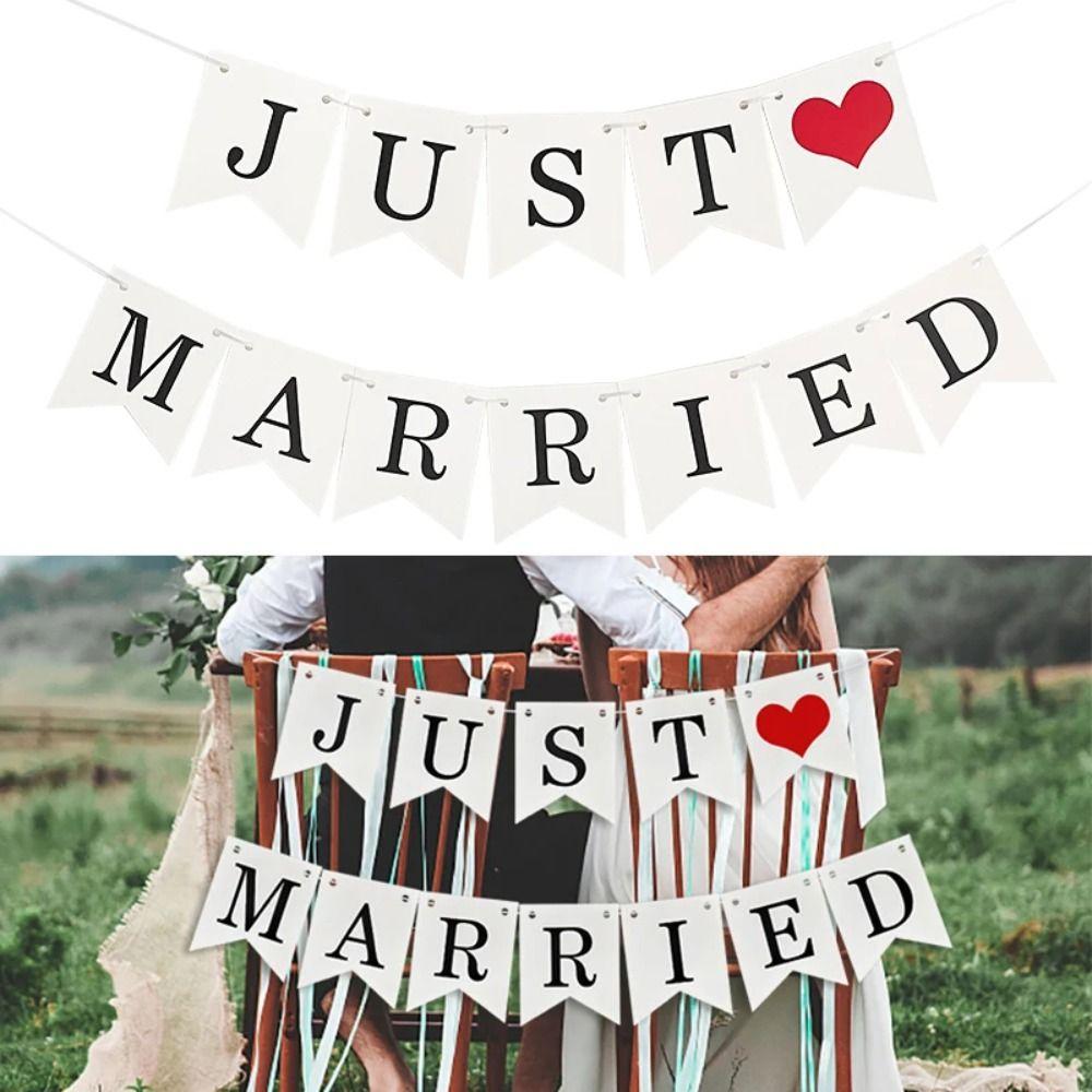 Just Married Letter Banner Bridal Shower Paper Garland Bunting Banner  Party Decoration Supplies