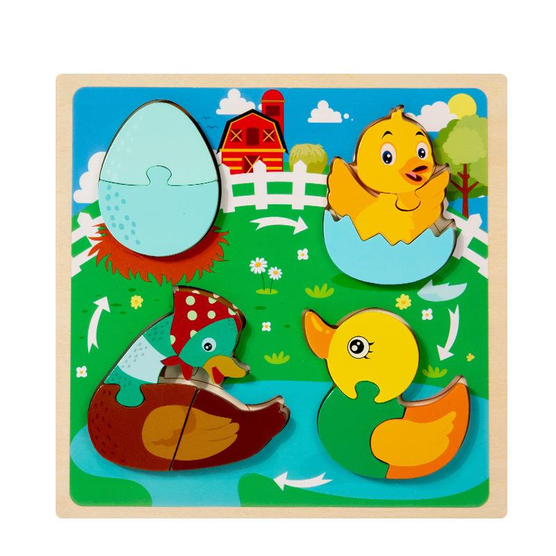 Children'S Growth Cycle Three-Dimensional Puzzle, Montessori Early Education Puzzle Growth Evolution Pairing Puzzle Wooden Play