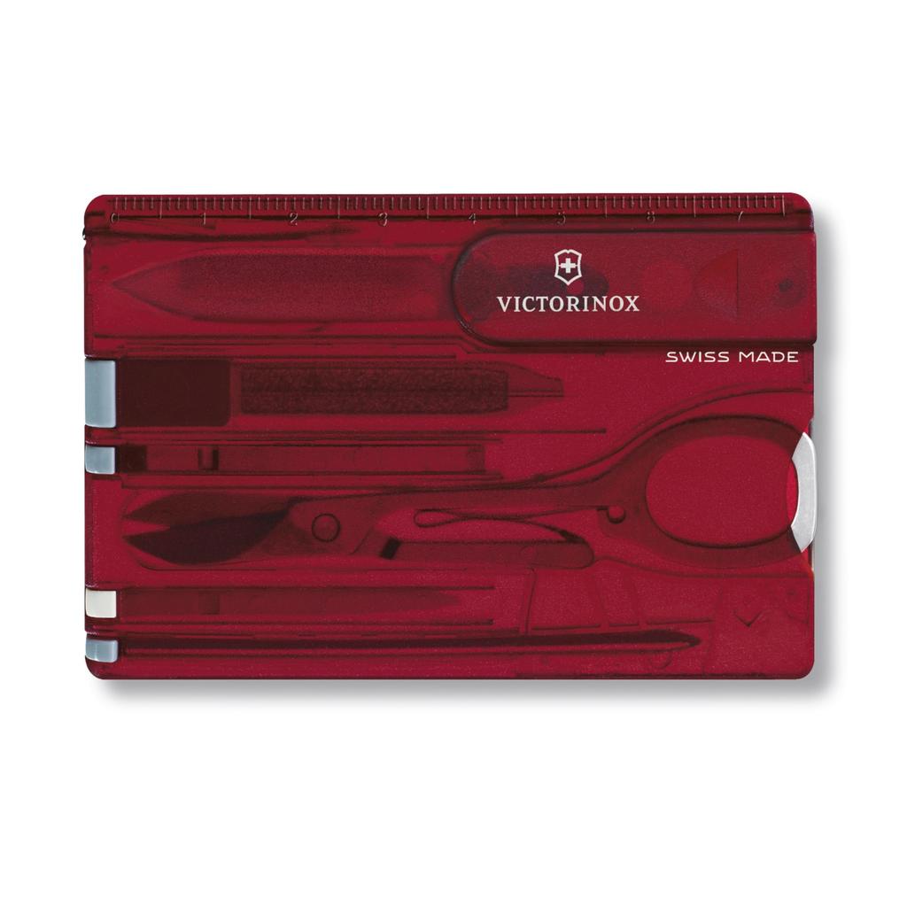 Victorinox Schweizer Taschenmesser mit Swiss Classic durchsichtigem Kugelschreiber, kompakt und klein, Karte, Rot, Multifunktions-Schreibwaren, Schere, Stift, Swiss-Made