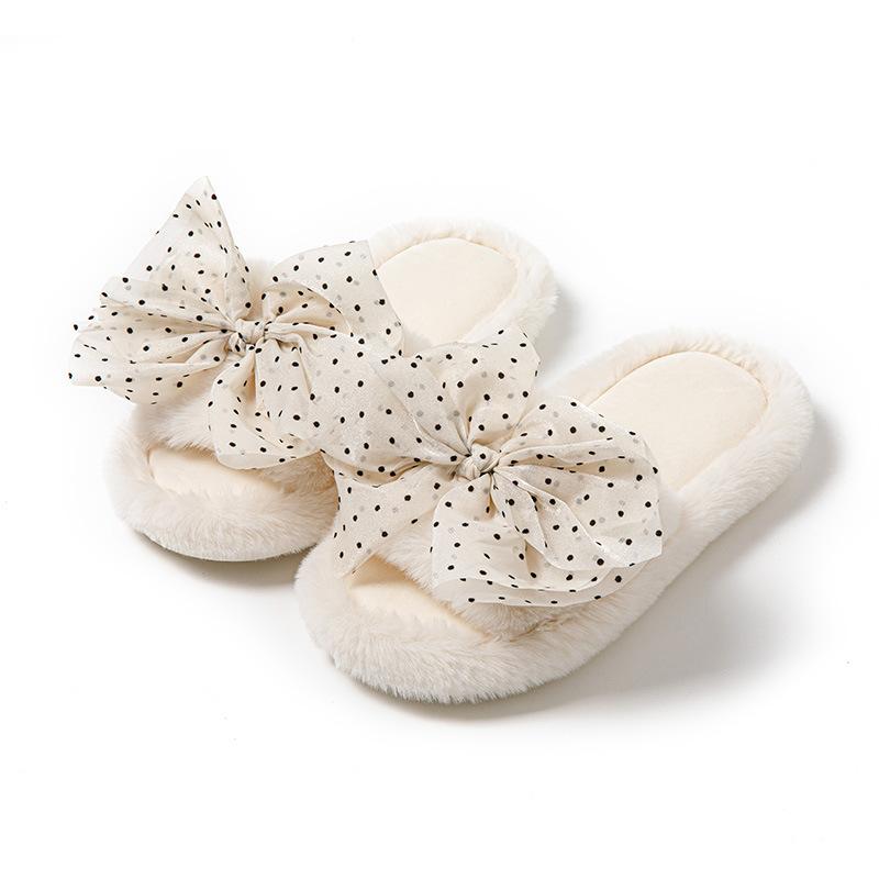 

инс бант открытые хлопковые тапочки зимние цветные домашние комнатные домашние плюшевые тапочки теплый пух швабра 40-41 белый