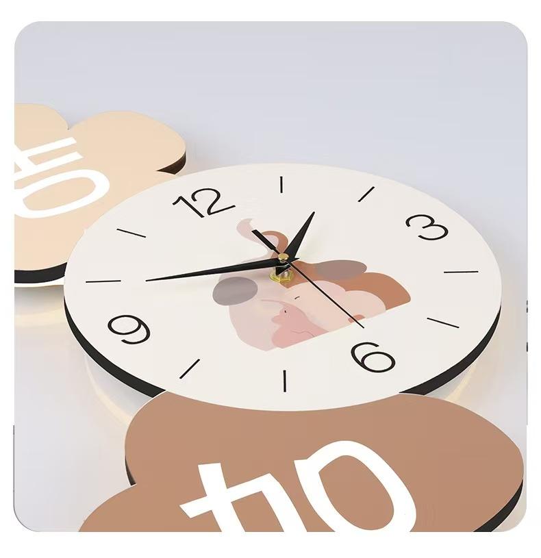 High End Watch MDF+Iron+Acrylic Material Silent Movement Wall Clock Fashion Cream Style Living Room Clock Clock