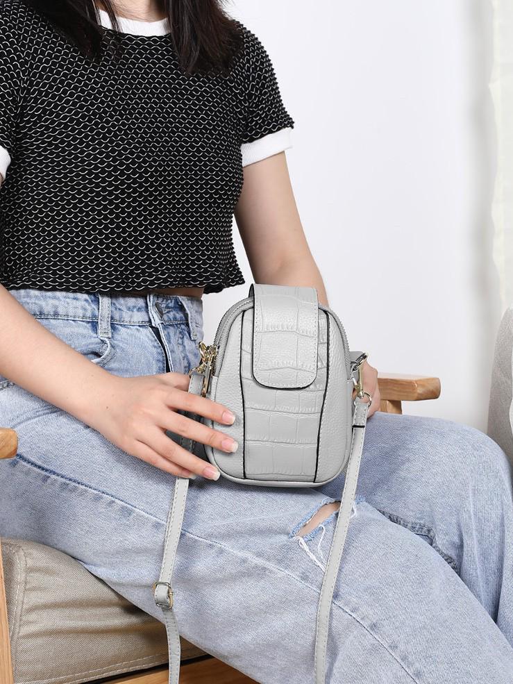 Women's Trendy Genuine Leather Crossbody Phone Handbag - Winter 2025 Collection