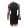 Fashion Women's Hot Stamping Dress Long Sleeve V-Neck Sexy Knee  Dress