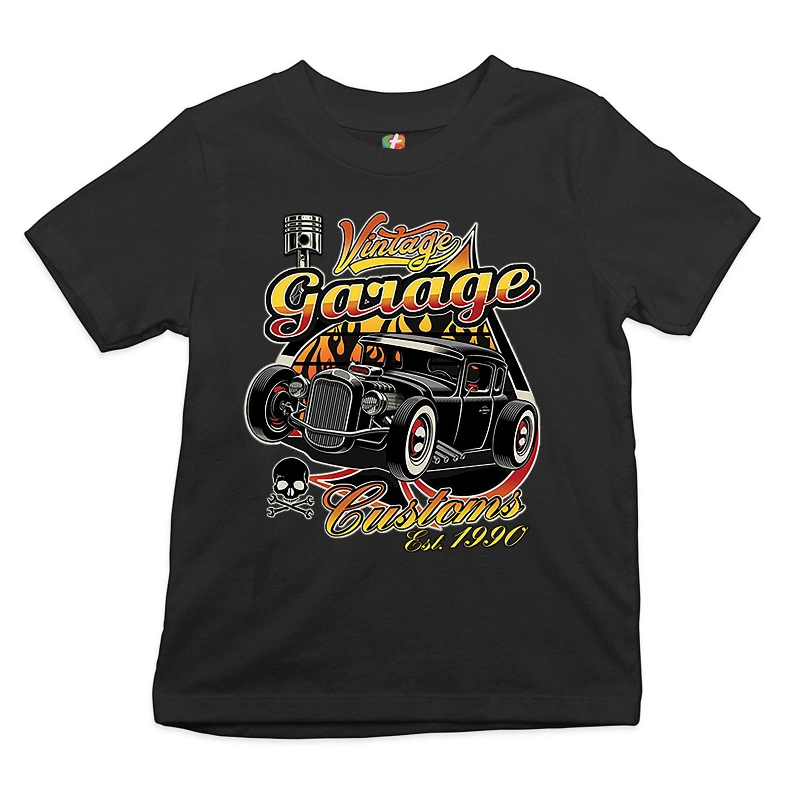 

Vintage Garage Customs Est. 1990 Youth kids boys T-Shirt Old School Retro Hot Rod Kids 130