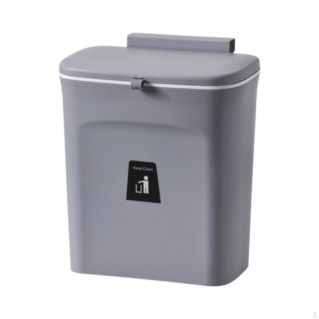 Hanging Trash Can for Kitchen, Flip Lid, Removable White 9L