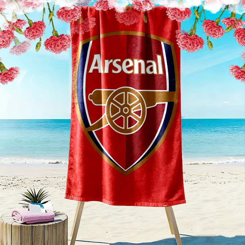 1pc Football Club Beach Towel, Outdoor Beach Towel Ideal Beach Necessities and Vacation Items