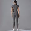 European-American Open-Neck Zipper Jumpsuit: Sexy, Tight-Fitting Short-Sleeve Dance & Yoga Bodysuit for Women