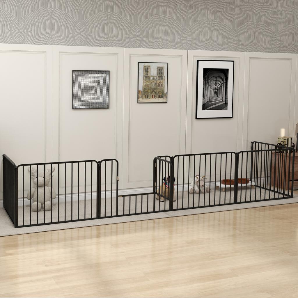 6-Panel Modular Indoor/Outdoor Dog Playpen, Steel, 164x83x60 cm, Black