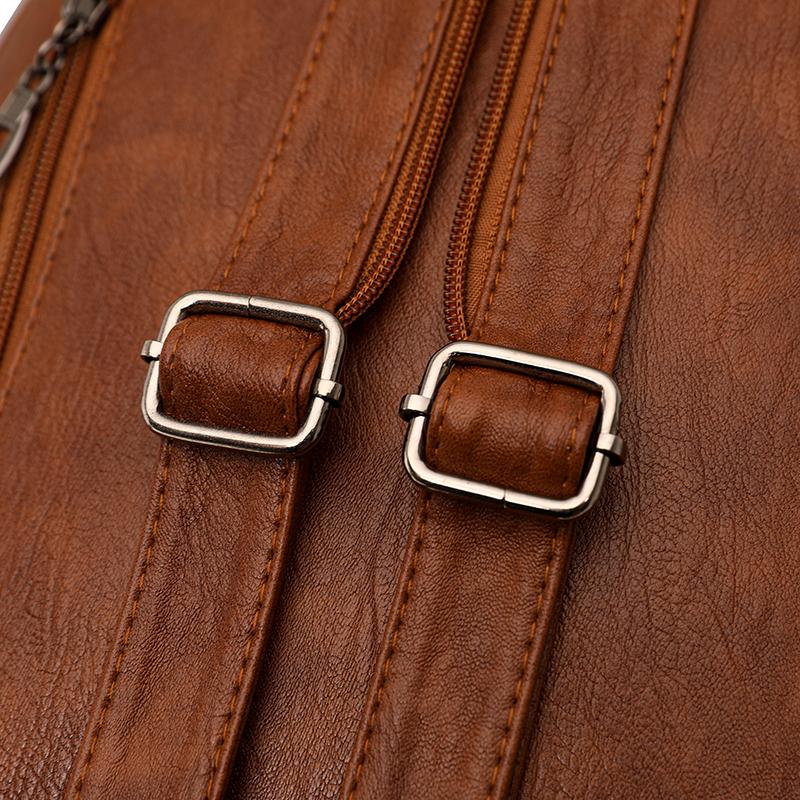 Soft Leather Backpack for Women Multi-functional Convertible BackpackChest Bag Retro Casual Single Shoulder Bag for Daily Life  and Weekend Outings