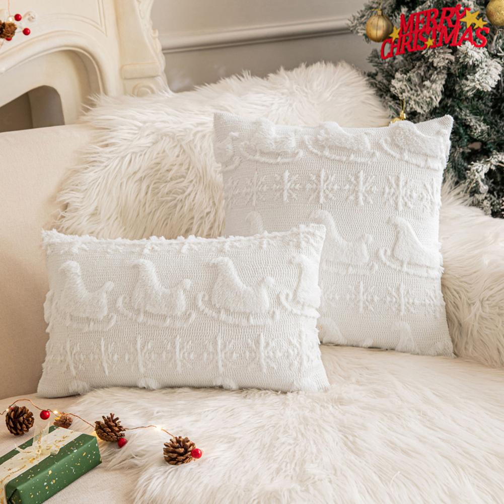 Plush Holiday Cushion Cover Christmas Throw Pillow Cover Festive Christmas Tree Pillow Covers Soft Plush Xmas Cushion for Winter