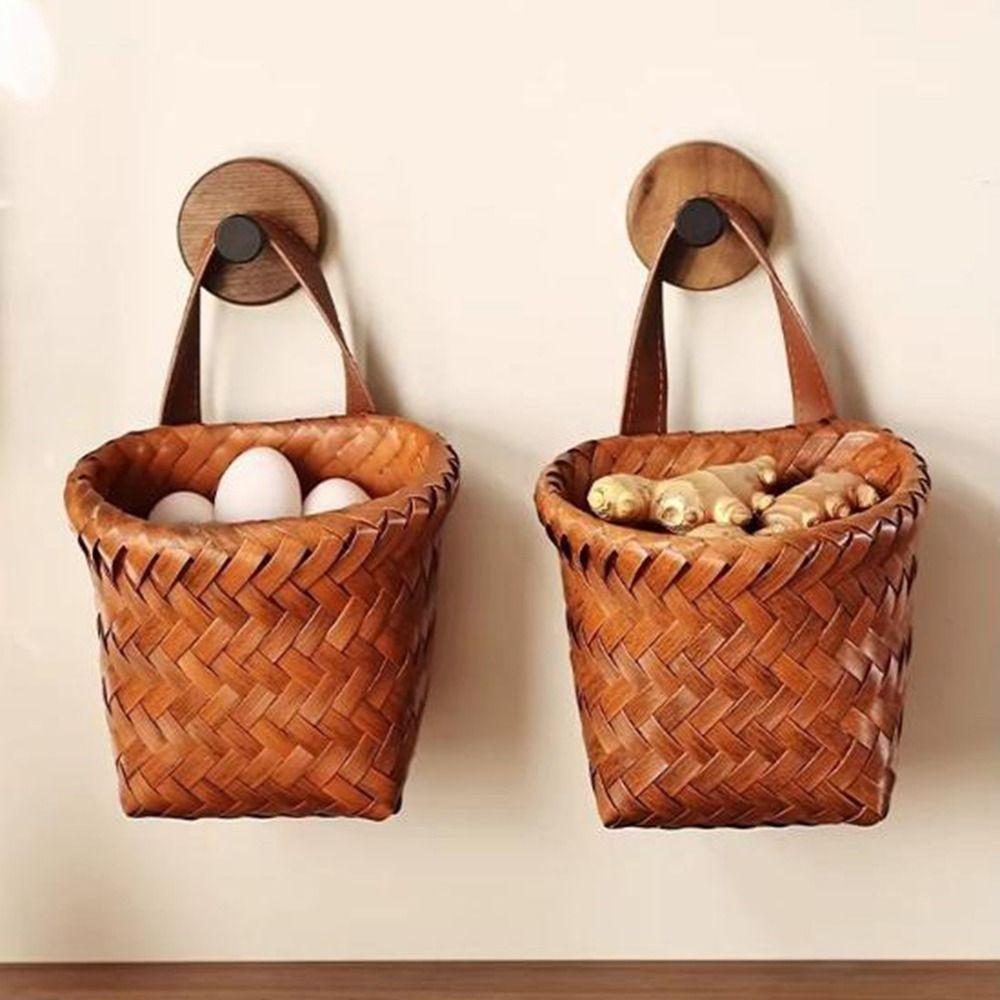 Plastic Wall Hanging Basket Decorative Garlic Ginger Storage Basket for Kitchen