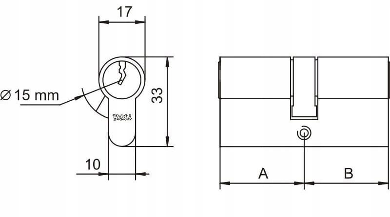 Cylinder Lock Insert, Brass, 25/ + 3 Keys