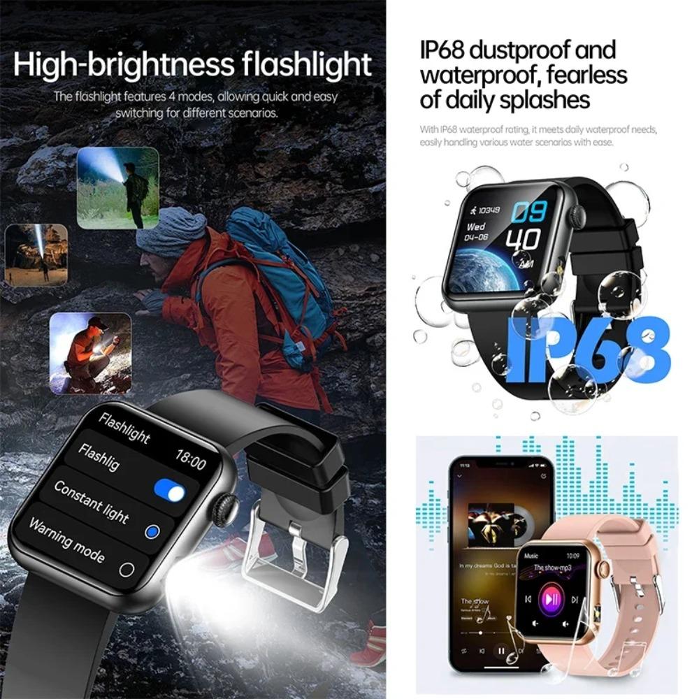 New Voice Assistant Fashion Smart Watch IP68 Waterproof Blood Oxygen Sleep Monitor 1.72''HD Screen Health Monitoring Smart Watch