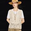 Cotton Blend Hollow Crochet V-Neck Vest Cover-Up