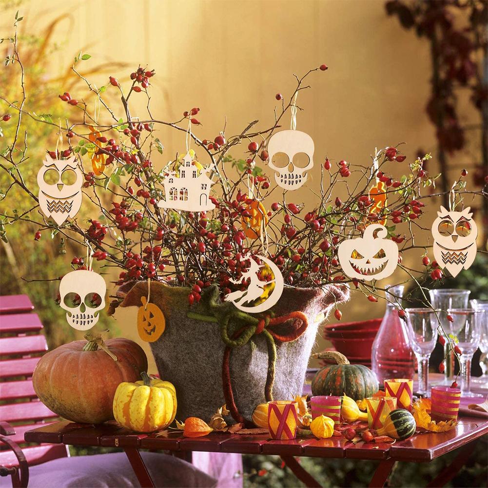 Hölzerne Halloween-Ornamente Hohl hängender Anhänger für Heimkunsthandwerk