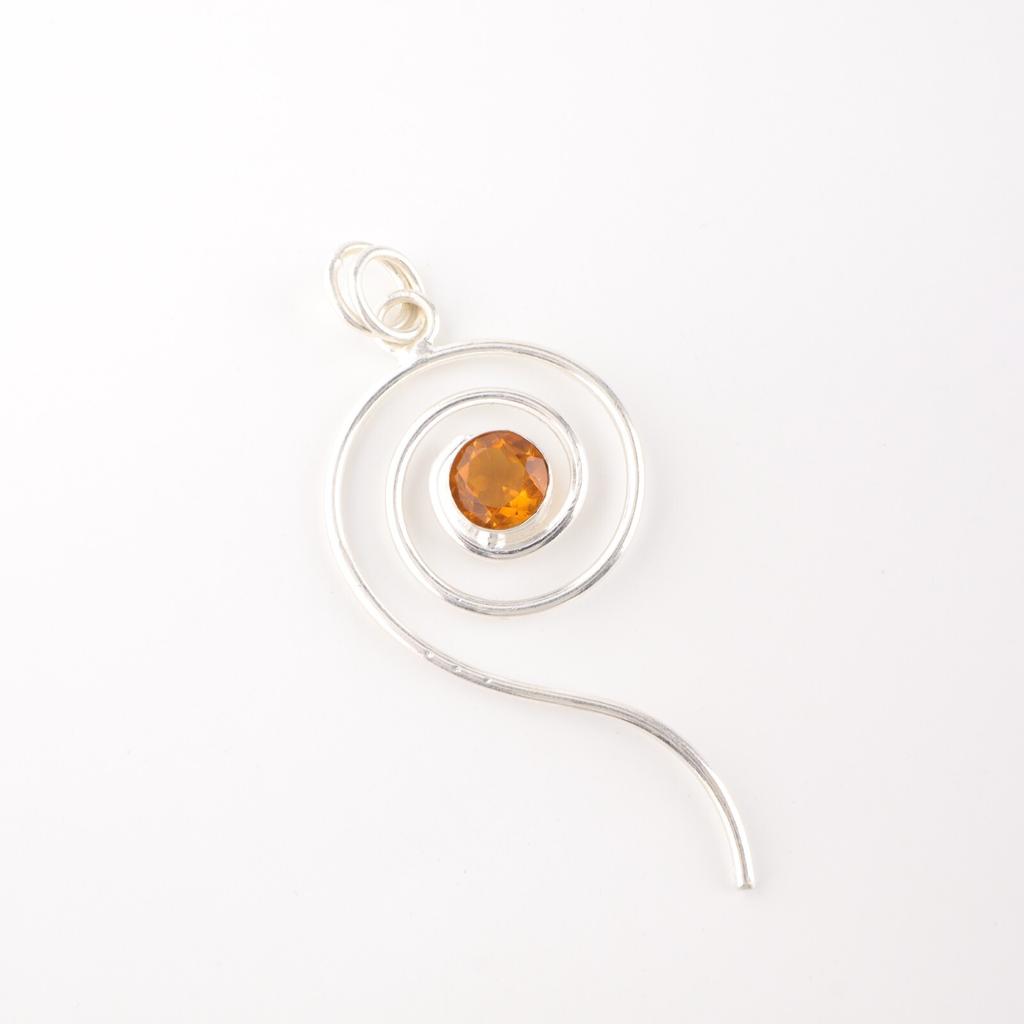 Citrine Gemstone 925 Sterling Silver Jewelry Handmade Pendant Anniversary Gift PP-42-14