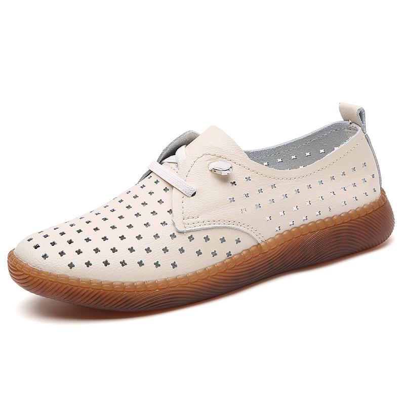 Korean Style Flat White Shoes for Women In Spring and Summer New Fashionable Student Round Head Shoes Sports Casual Leather Single Shoes