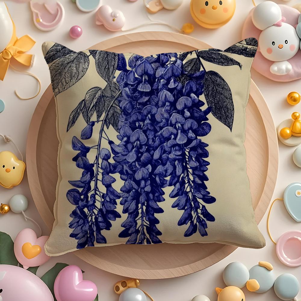 Wisteria Magazine Print Pillow Case Soft Plush Fabric DoubleSided Printed Cushion Cover Warm Winter Sofa Pillow Case
