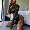 Nuovo Set Lingerie Sexy Senza Cavallo Donna Set Reggiseno Scollatura sulla Schiena Bodystocking in Rete Trasparente Manica Lunga Stampa Leopardo Set Biancheria Intima