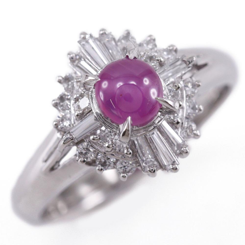 

Ring Pt900Platinum/Star ruby/diamond #5.6(US Size) 5.6g Women Used