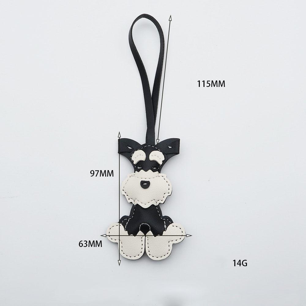Schnauzer Dog Keychain PU Leather Animals Keyring Hanging Ornament Backpack Handbag Charm Gift For Men Women Korean Bag Charms