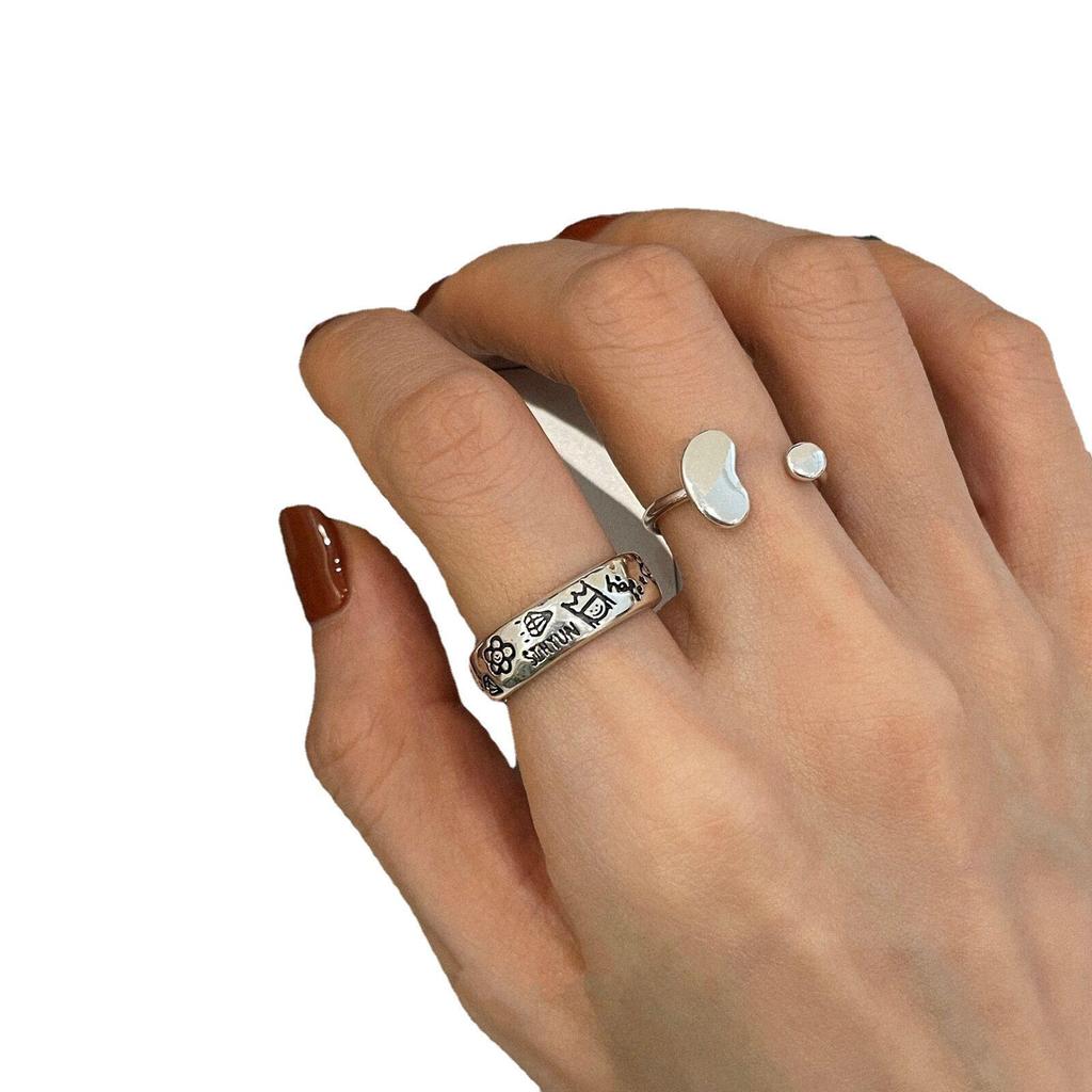 Retro Cartoon Bloem Graffiti Open Ring - Trendy Unisex Niche Ontwerp.