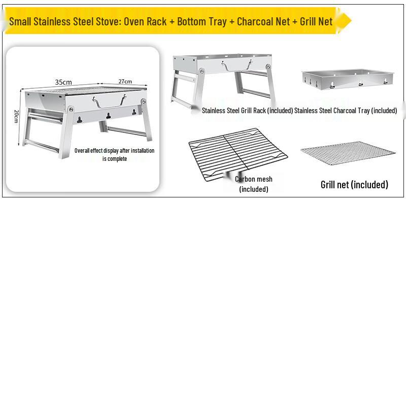 OEING Portable Stainless Steel Charcoal BBQ Grill Small