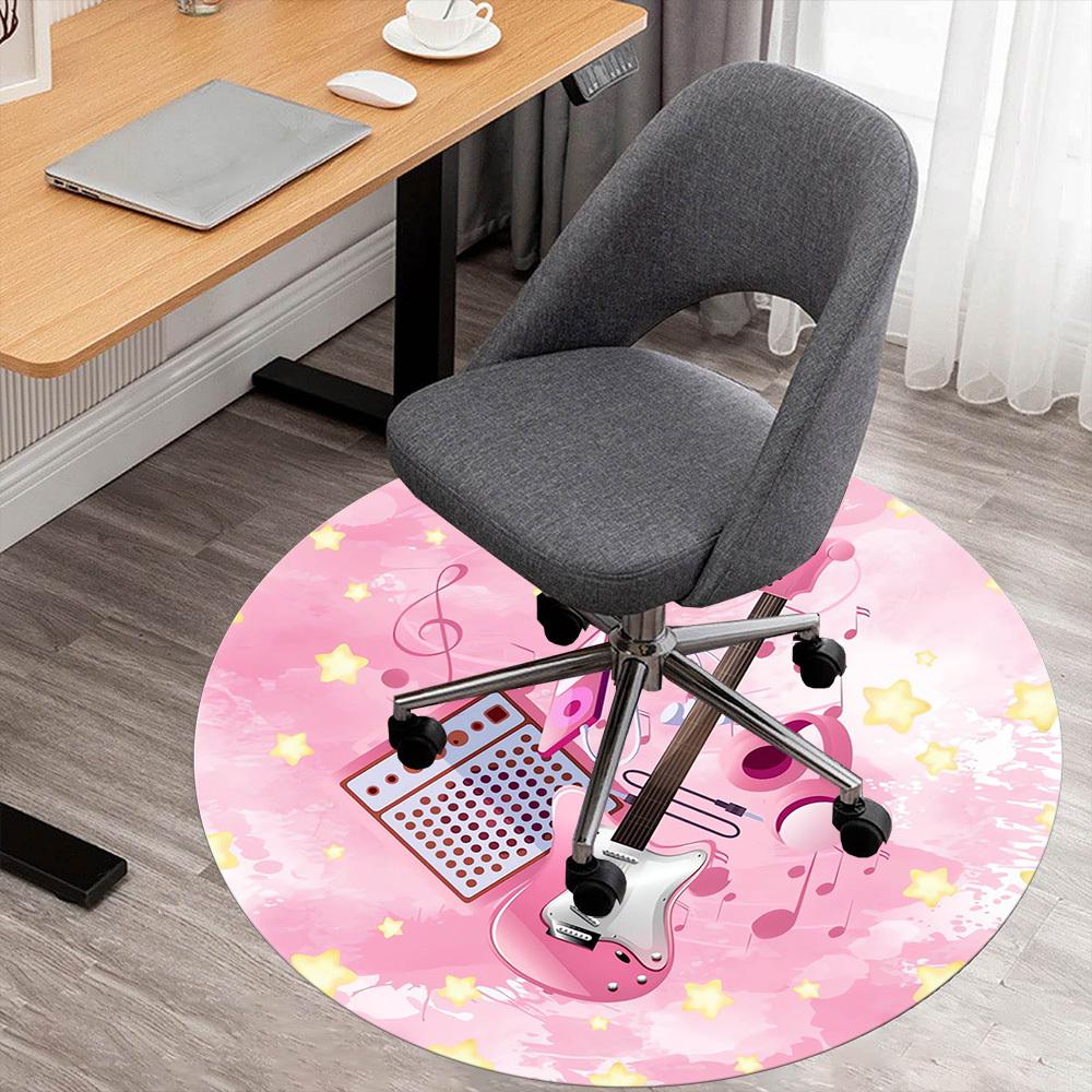 1pc Guitar Amplifier Round Chair mat Area Rug - Non-Slip, Floor Mat for Office, Bedroom, home decor Christmas Gift p0811210