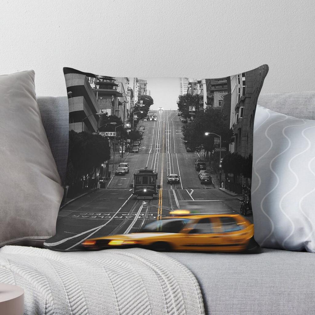 Streets Of San Francisco Quadratisches Kissenbezug Polyester Leinen Samt Muster Dekorative Kissenhülle Raumkissenhülle Großhandel