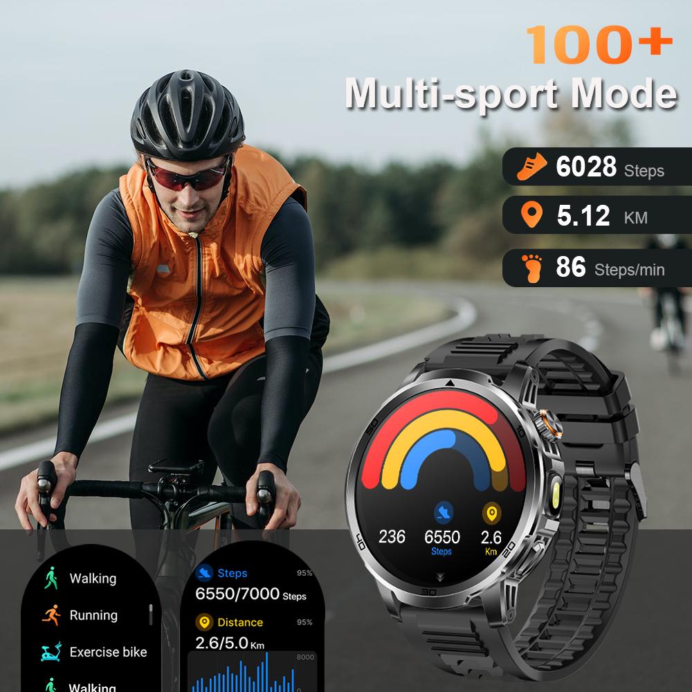 MEVADEN New 1.85 inch Men's Bluetooth Call Smart Watch Sports Fitness Tracker Heart Monitor LED Flashlight Smartwatch For Android IOS 1000mAh AK95