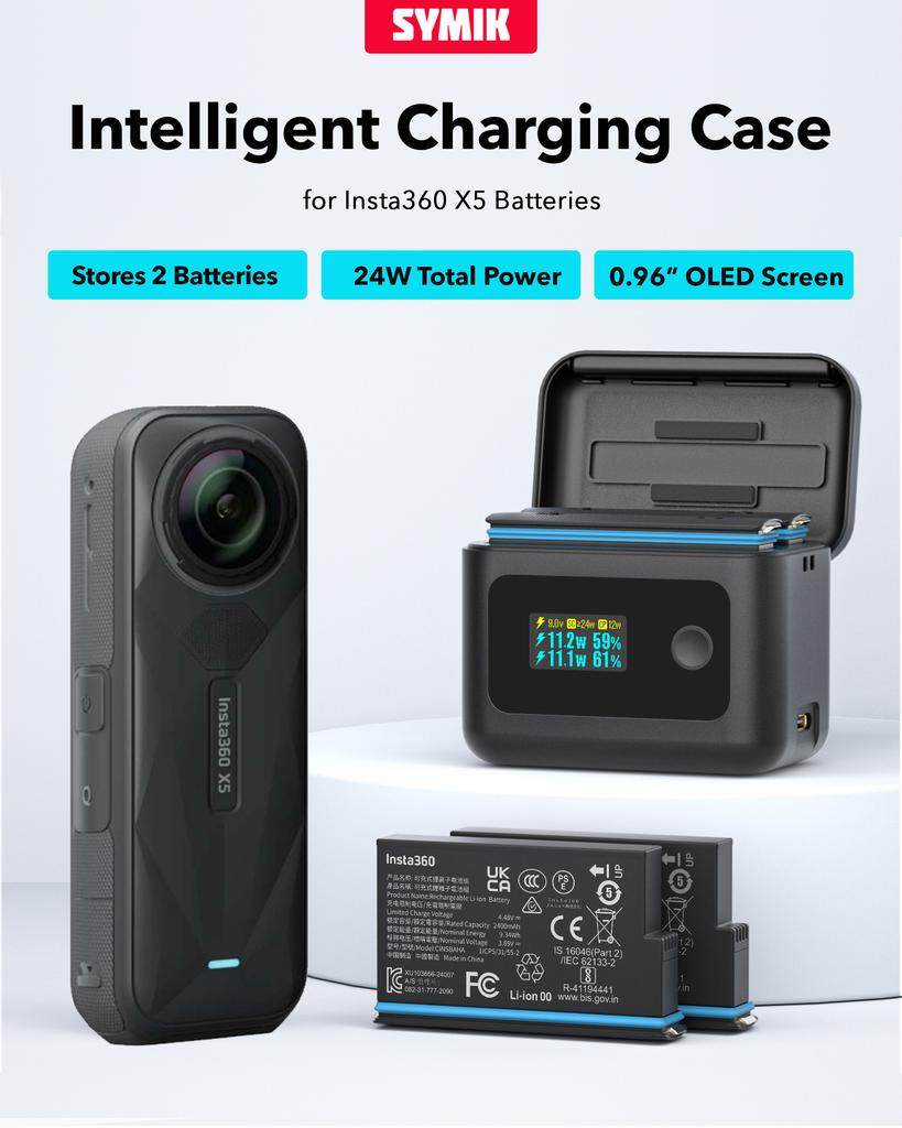 Accessories for  Insta360 X5 Charging Battery Fast Charge Hub Case Dual Channel Charger for Insta360 X5 Accessories