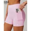 Alosira Tight High Elastic Quick-Drying Pocket Sports Fitness Hip Lifting Running Shorts Yoga Pants Shorts