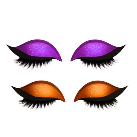 2 Pairs Lazy Eye Shadow Eyelash Patch 2-in-1 Eyeshadow Eyelashes Makeup Stickers Reusable Eye Makeup Stickers with False Lashes Shadow