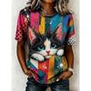 Women's T Shirt Print Graphic Animal Vintage Stylish Classic Short Sleeve Crew Neck Regular Tops Daily Weekend Black White Gold Summer Spring Fall