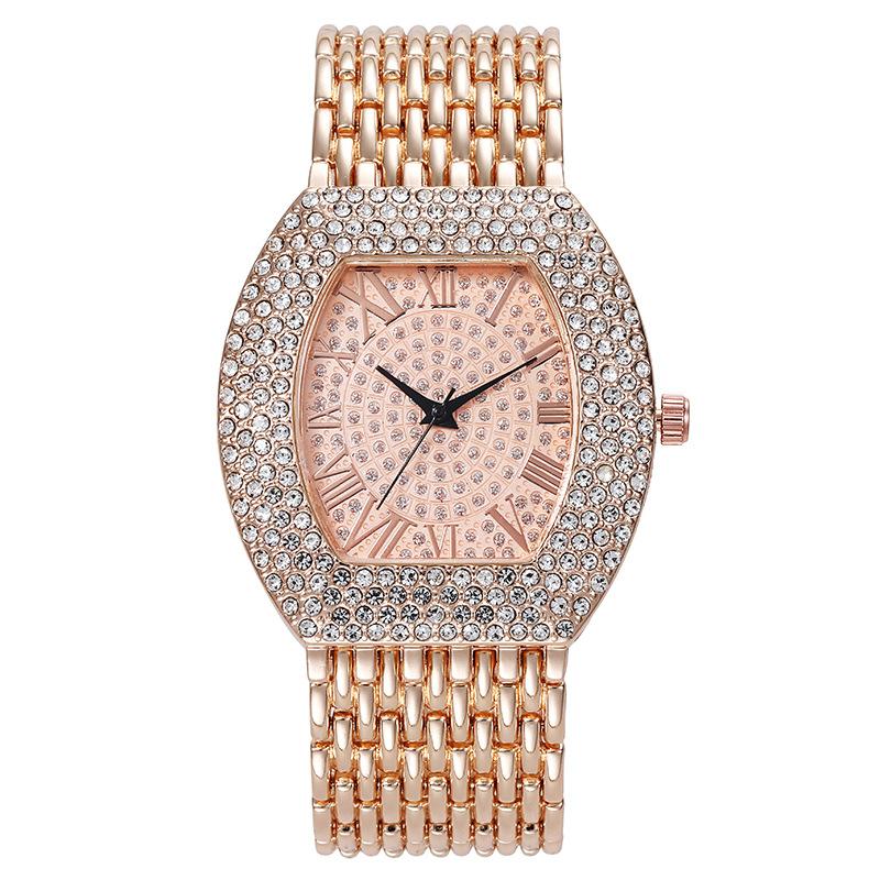 

Римская мода Полностью бриллиантовые часы с большим циферблатом Женские часы Кварцевые часы Женские