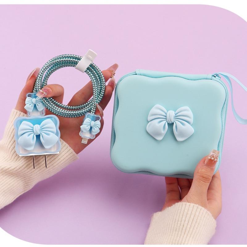 Charger Lid Storage Bag Fashion 3D Heart Design Drop-resistant Protective Case Lightweight Organizer for Office School Travel
