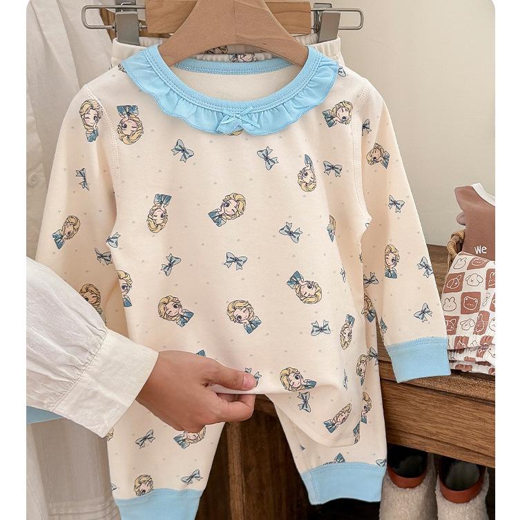 Children's Cozy Velvet Cotton Long Johns and Pajama Set for Autumn and Winter, Seamless and 320G Thickened, Class A Quality.