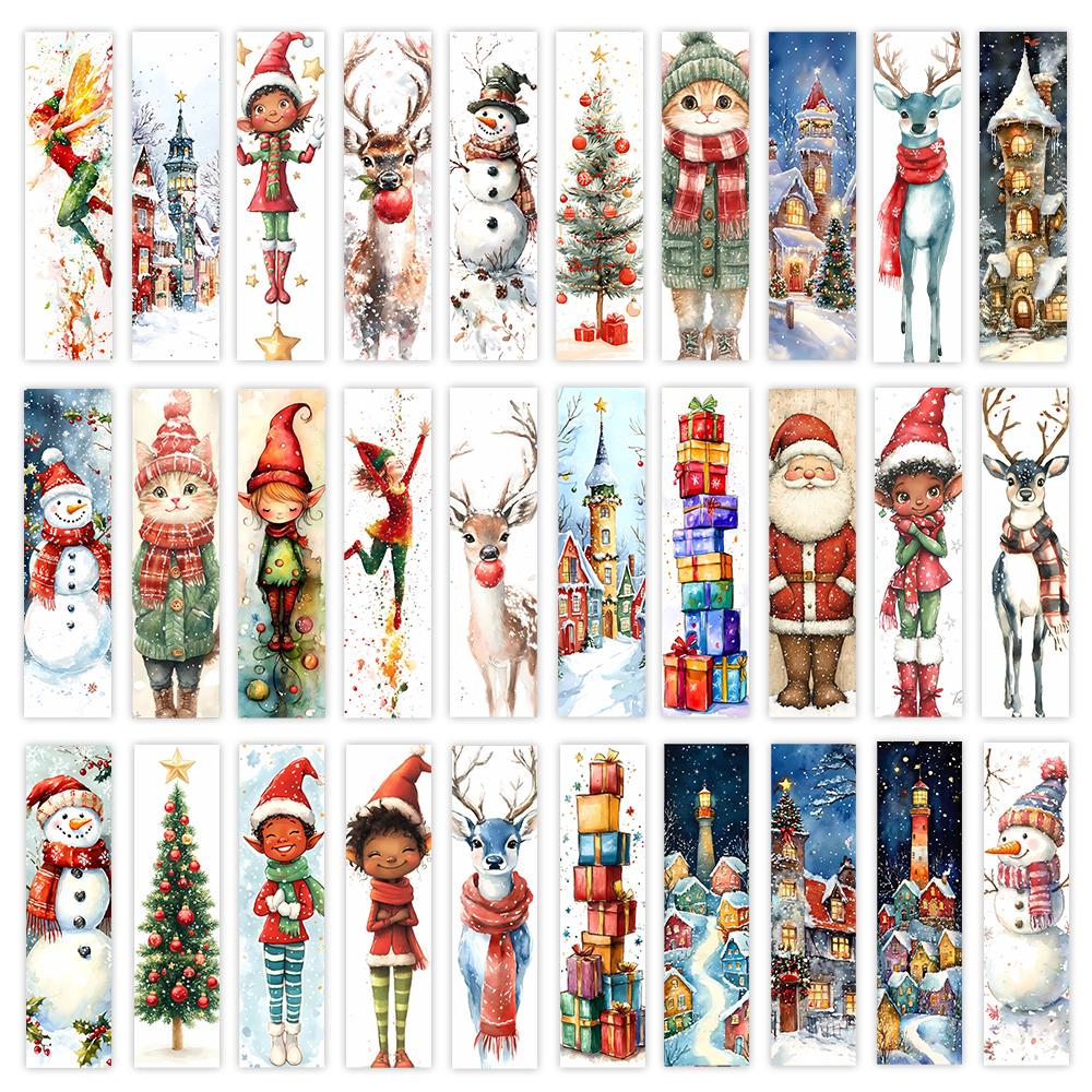 

32pcs, Watercolor Christmas Bookmarks, Back to School Season, Cheap, Halloween, Suitable for Teachers, Readers, Birthday Gifts.