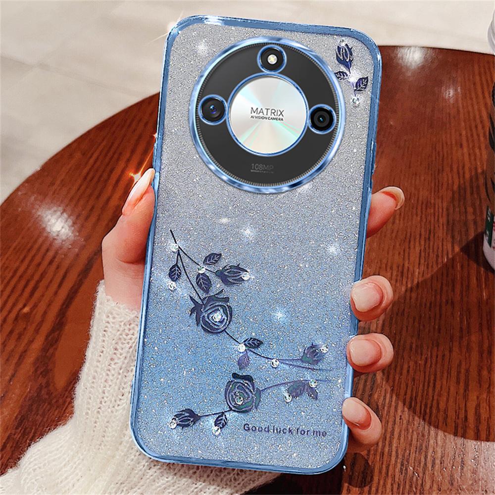 For Honor X60 5G Case Flower TPU Flexible Gradient Phone Cover