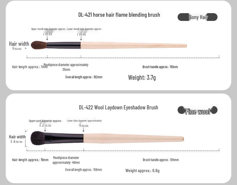 5/8-Piece Eye Brush Set: Pony Hair Blending, Luminous Wood Handle, Slanted Eyebrow, Eyeshadow, Concealer Brushes